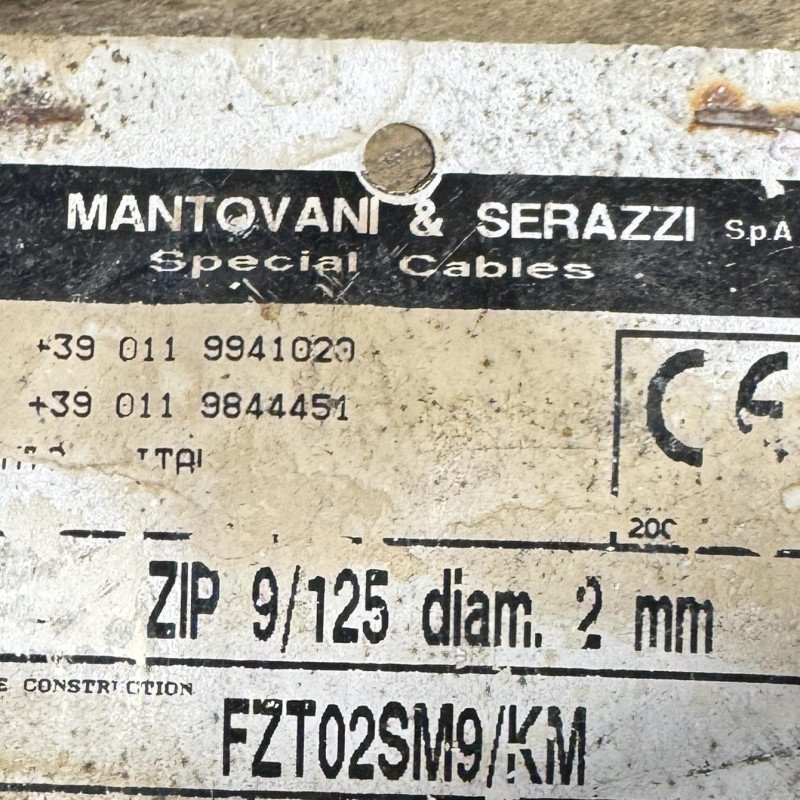 Mantovani Serazzi FZT02SM9/KM SMR Fibre Optic Optical Cable Duplex 2x 9/125 Easy Strip Blue Ø2.0mm 1 Meter