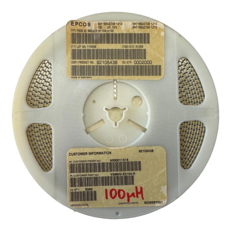 B82422-A1104-K100 Epcos Inductor 1210 100uh 10% QTY:2000 5950-12-343-8555