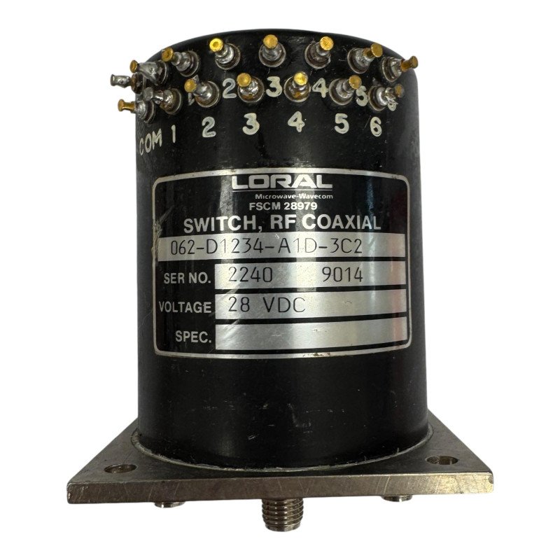062-D1234-A1D-3C2 Loral Coaxial Relay Switch 28Vdc 50Ohm SMA 6-Way