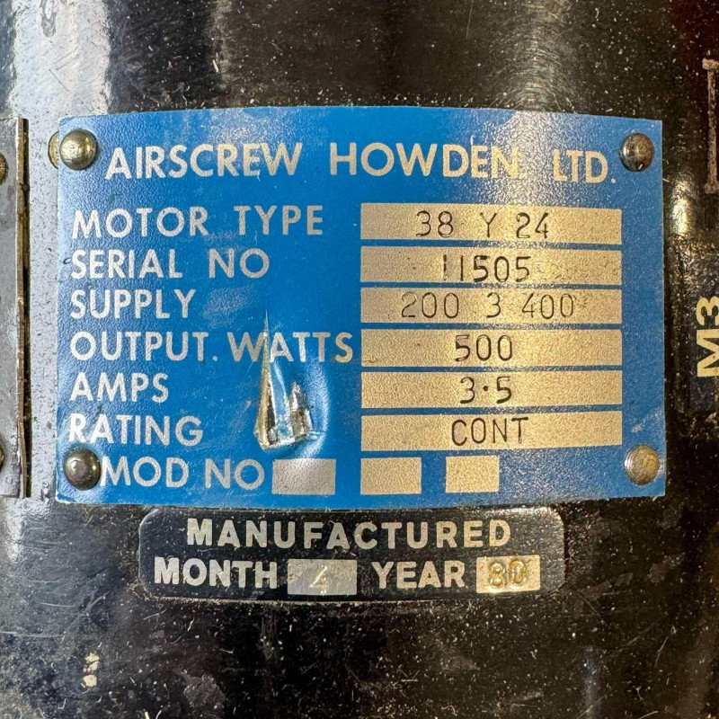 38Y24 Airscrew Howeden Ltd Aircraft Motor 500W