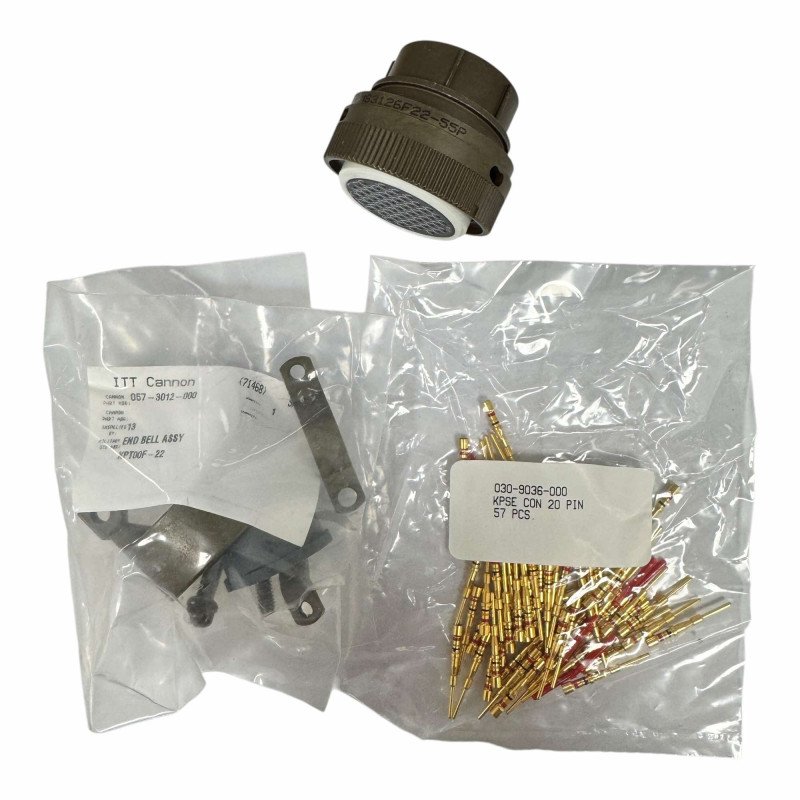 MS3126F22-55P ITT Cannon Circular Mil Spec Connector With 057-3012-000 Cable Clamp