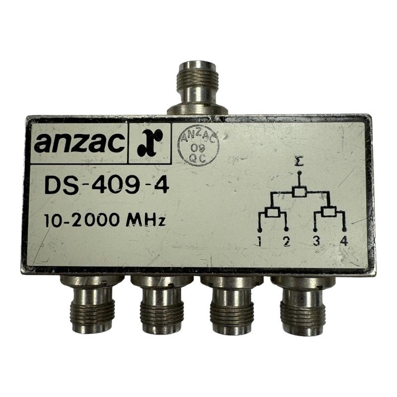 DS-409-4 Anzac Coaxial Power Divider Combiner 4-Way TNC (f) 10-2000Mhz