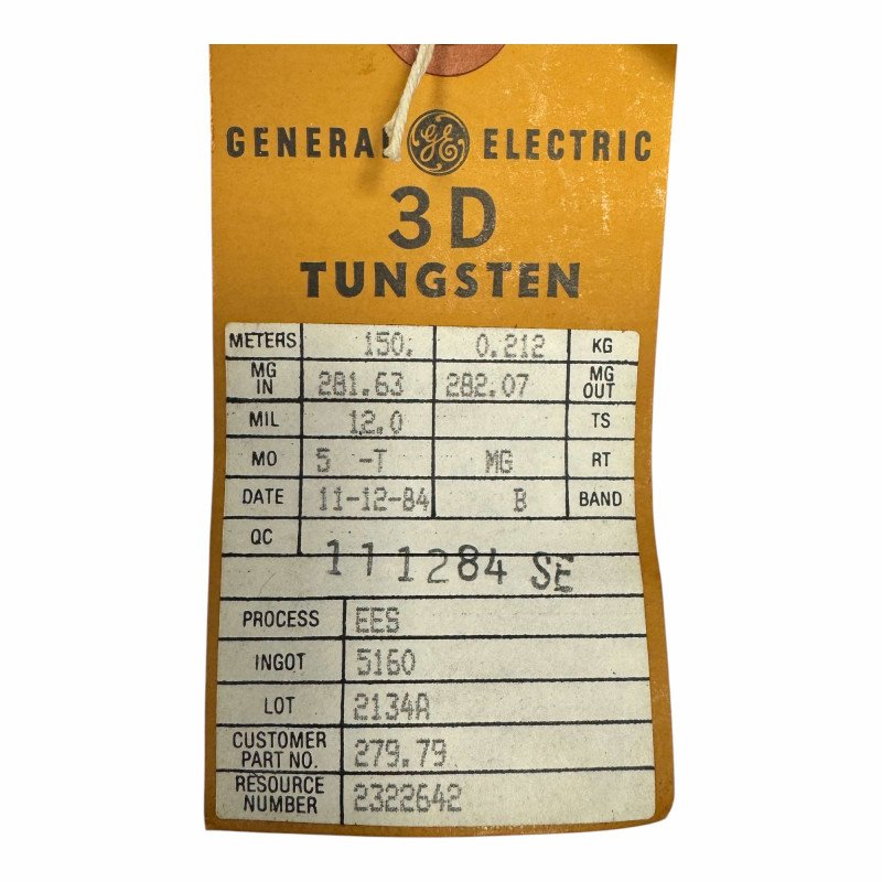 General Electric 3D Tungsten Wire 150m