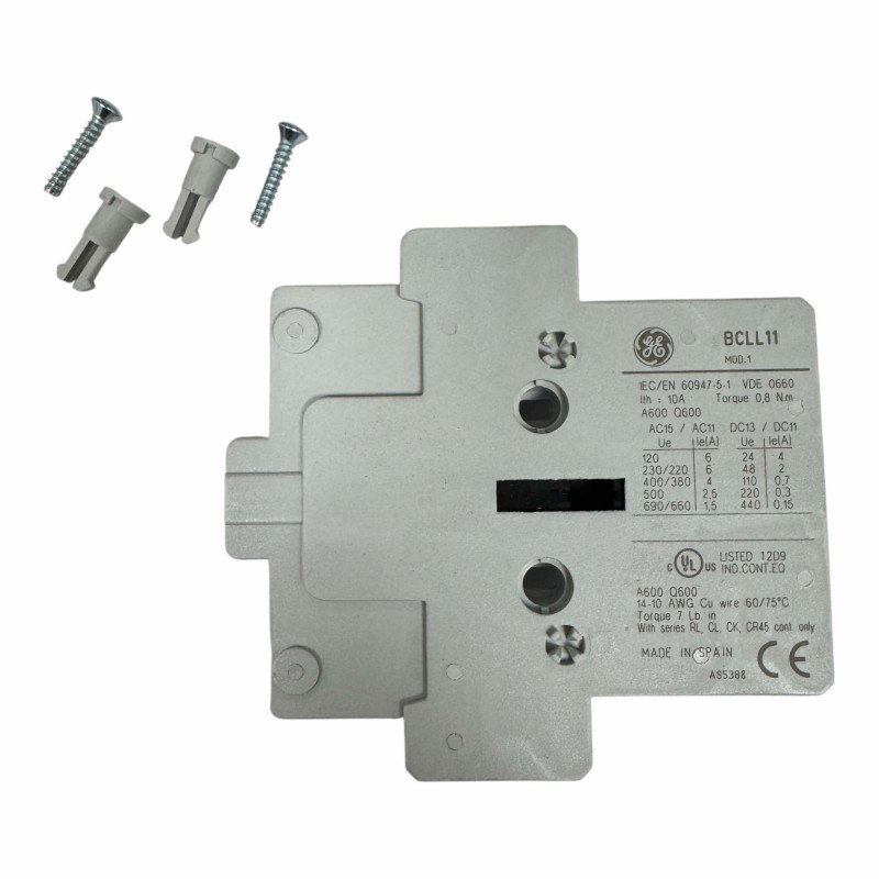 BCLL11 General Electric 2 Pole Auxiliary Contact Block 10A.