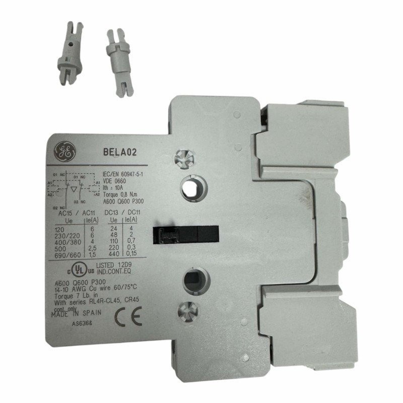 BELA02 General Electric 2 Pole Auxiliary Contact Block 10A.