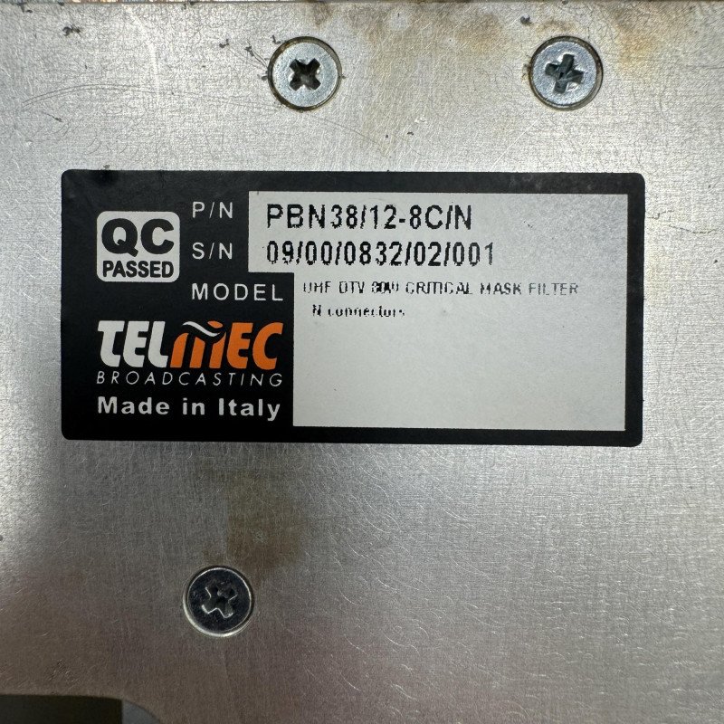 PBN38/12-8C/N Telmec DTV Critical Mask Filter Bandpass Tunable N(f) 1835511005 Electrosys