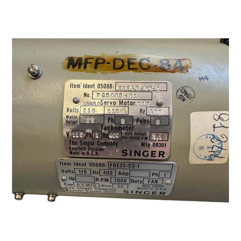 05088-FPF49-79-1 05088-FBE21-53-1 Singer Servomotor Tachometer 115V 400Hz 7000RPM