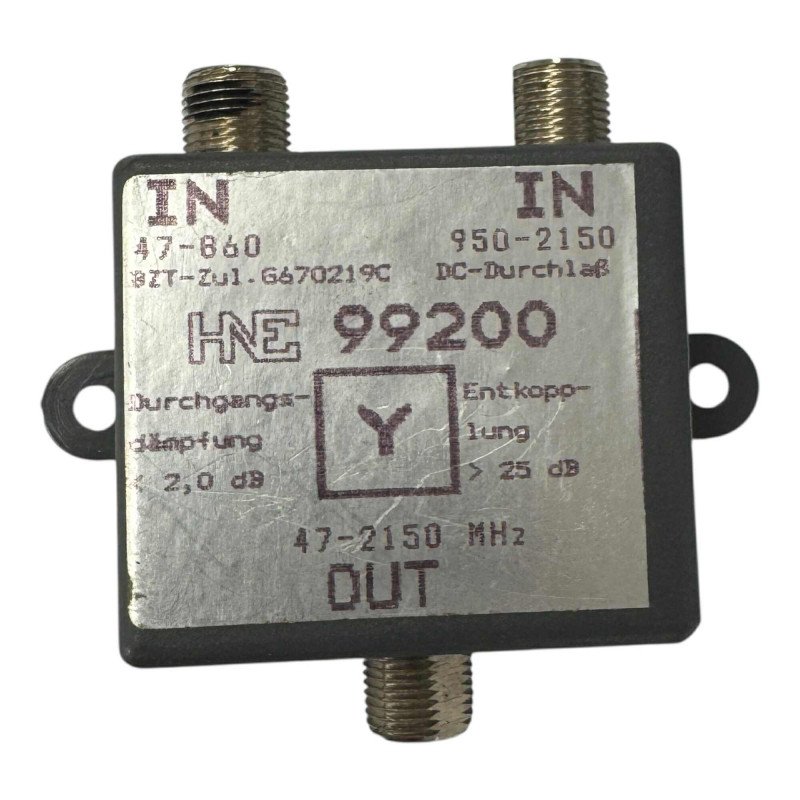 99200 HNE Elektronik F Type Duplexer 47-860Mhz/950-2150Mhz