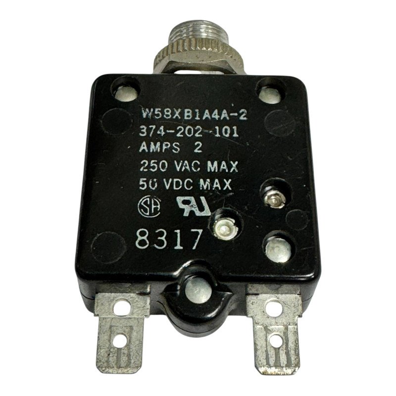 W58XB1A4A-2 Potter Brumfield Thermal Magnetic Circuit Breaker Push to Reset 1 Pole 50Vdc 2A