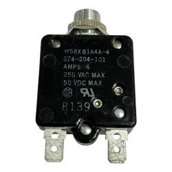 W58XB1A4A-4 Potter Brumfield Thermal Magnetic Circuit Breaker Push to Reset 1 Pole 50Vdc 4A