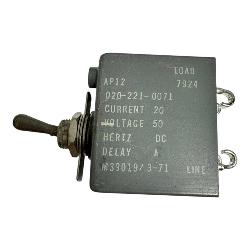 AP12-020-221-0071 Airpax Circuit Breaker 2 Pole 20A 50Vdc M39019/3-71