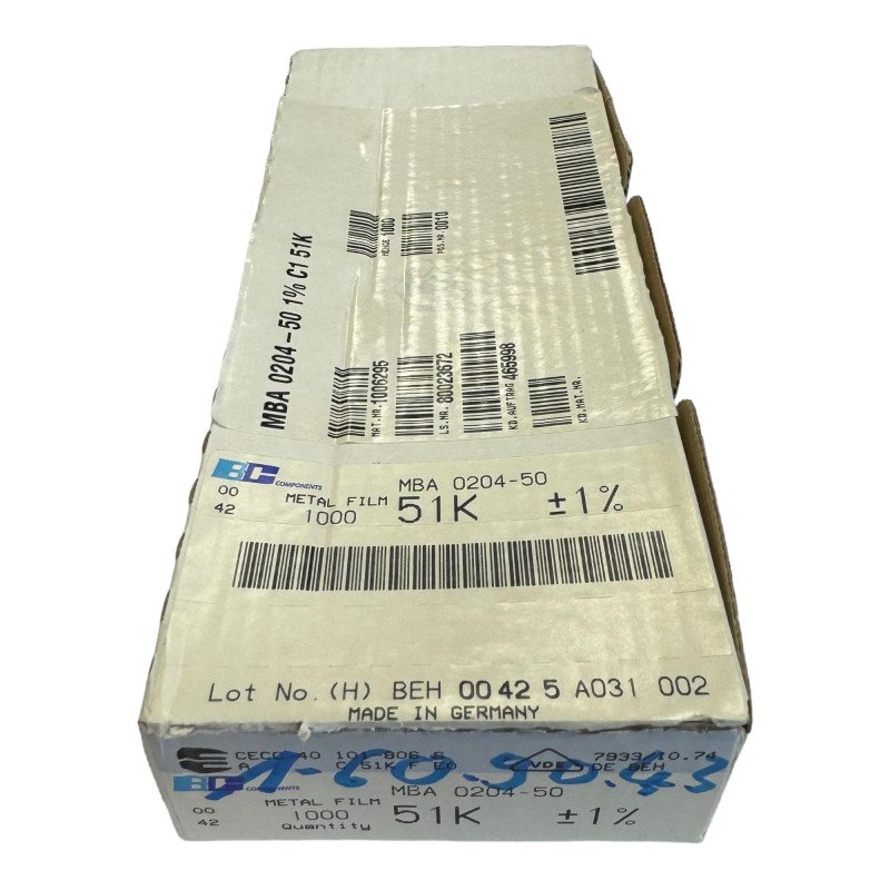 MBA0204-50 BC Metal Film Resistor 51 kohm 51K 1/4W 1% QTY:1000