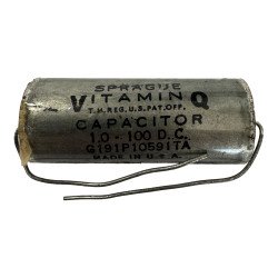 191P10591 Sprague Paper Dielectric Capacitor Vitamin Q 1.0uf 100V 42x18mm