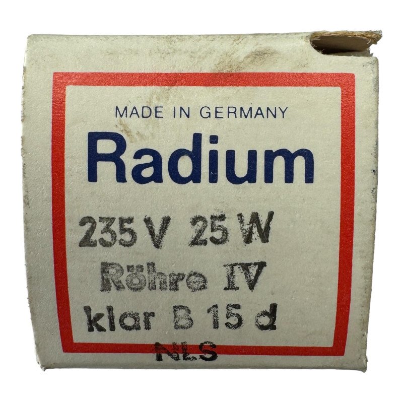 Radium Indicator Lamp Miniature 235V 25W Rohre IV Klar B15D NLS 6240-12-133-4969